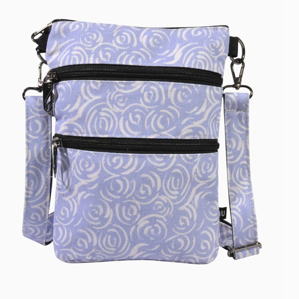 *NWT* Anti-Theft 3 Zipper Crossbody Bag Lilac Swirl Print